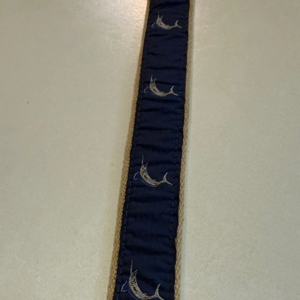 Boy’s Leather and Canvas Navy Blue Swordfish Belt 37”